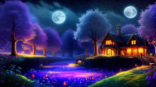 dreamy fairy tale night landscape