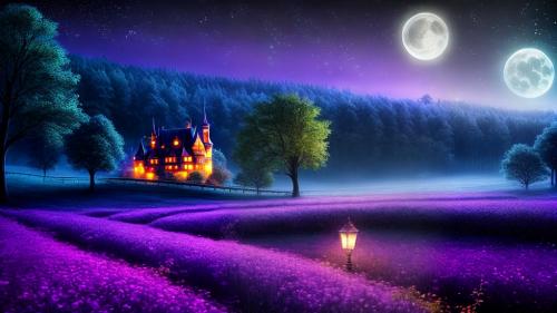 dreamy fairy tale night landscape