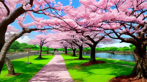 Sakura blossom anime scenery