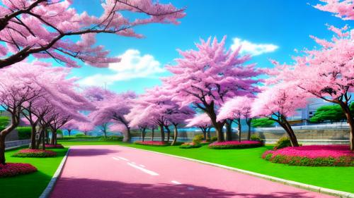 Sakura blossom anime scenery