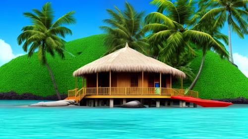 Tropical island with a single hut