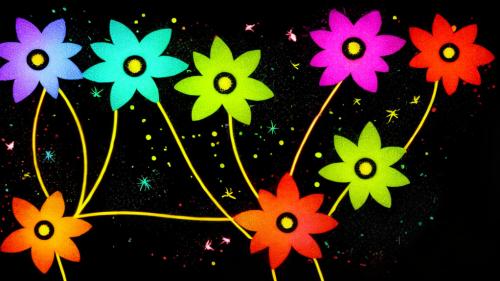 Glowing abstract flowers on black background