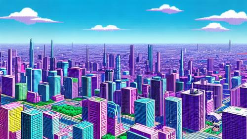 1980s style anime city