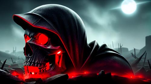 Reaper skull with red glowing eyes