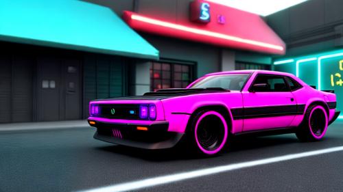 Sci-fi neon car