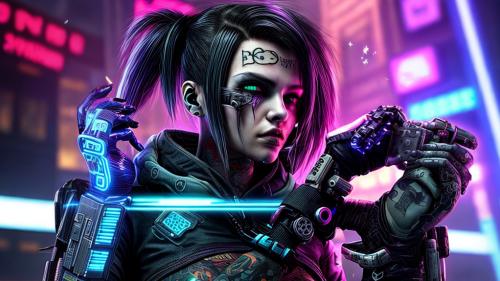 Tattooed cyberpunk girl