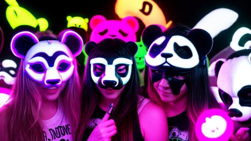 Pandaface neon mask night