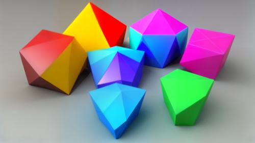 Polygonal 3D geometric shapes multicolor