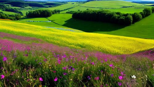 Wildflower field valley sunshine photography