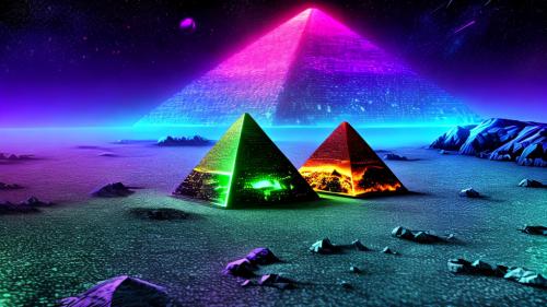 Pyramid night futuristic aliens science fiction purple