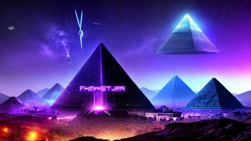 Pyramid night futuristic aliens science fiction purple