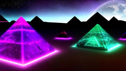 Pyramid night futuristic aliens science fiction purple