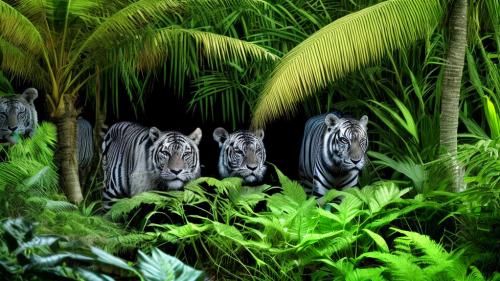 Animals hiding in the jungle