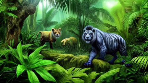 Animals hiding in the jungle