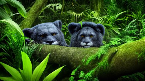 Animals hiding in the jungle