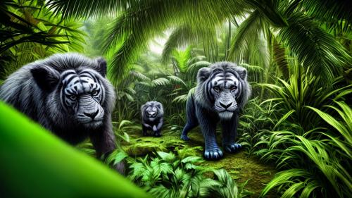 Animals hiding in the jungle