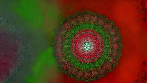 Red and green mandala abstraction