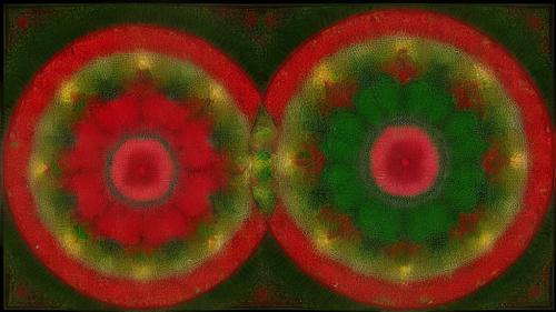 Red and green mandala abstraction