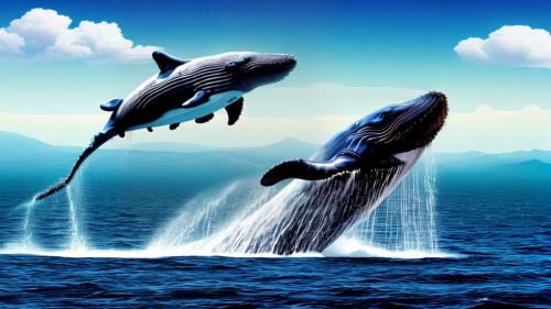 Floating whale surreal landscape art