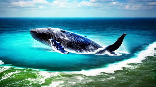 Floating whale surreal landscape art