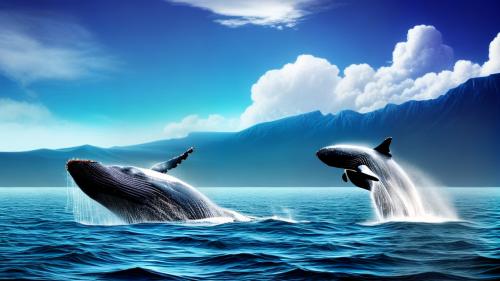 Floating whale surreal landscape art