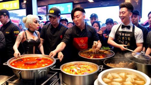 Lady Gaga selling hotpot in beer shop