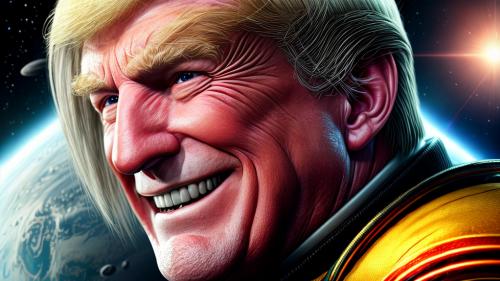 Hyper real 4k Trump as a smiling sun in space