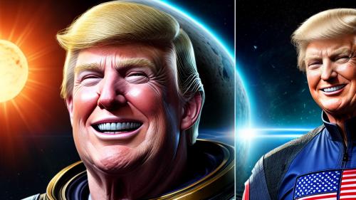 Hyper real 4k Trump as a smiling sun in space