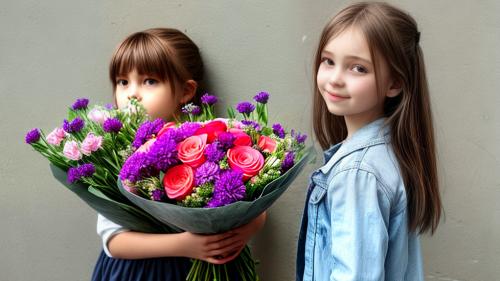 girl with flowers