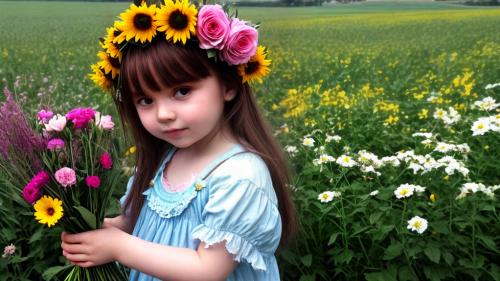 girl with flowers