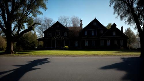 2 shadows in front of a horror house