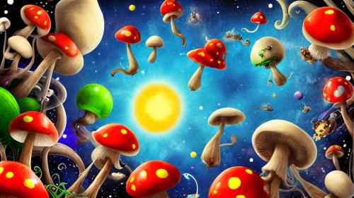 Tom and Jerry hallucination on mushrooms in space abstract