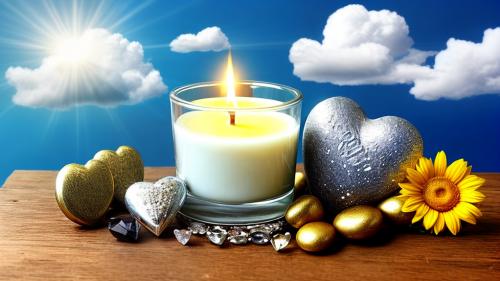 candle,sunshine,hearts,clouds,diamond,