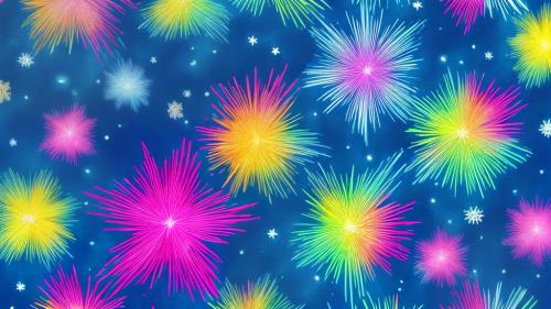 Blasting bursts of vibrant colors. Mixed with plaid flowing flowers.  Perfectly sliced pineapple stars and snowflakes floating in the distance.