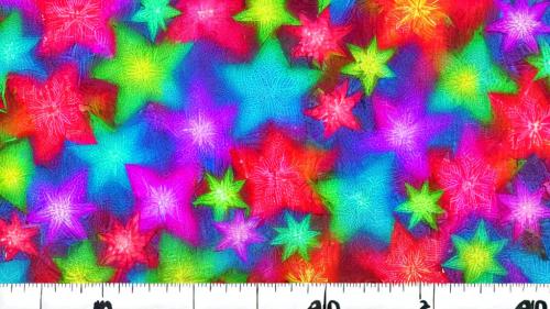 Blasting bursts of vibrant colors. Mixed with plaid flowing flowers.  Perfectly sliced pineapple stars and snowflakes floating in the distance.