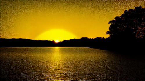 Retro sunset, yellow on black