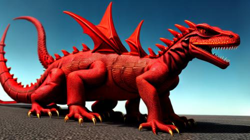 Mechanical Dragon Lizard, Fiery, Red Contrast, Meshed, HD