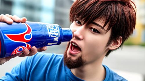 Anime guy drinking a pepsi