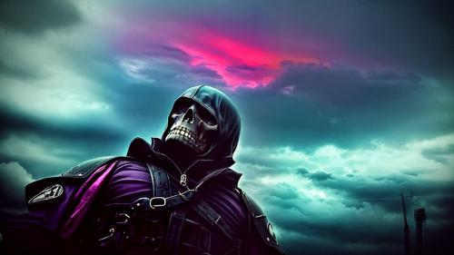 dark gloomy colorful sky as my day falls to a teardrop skulls fall hero's die