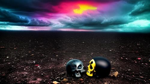 dark gloomy colorful sky as my day falls to a teardrop skulls fall hero's die