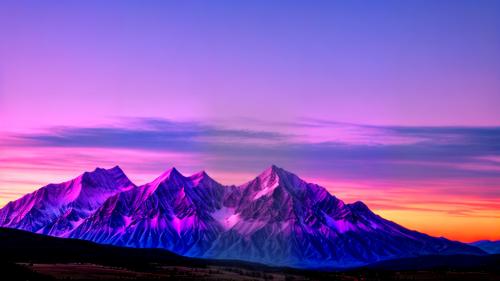 sunsets over mountain purple pink