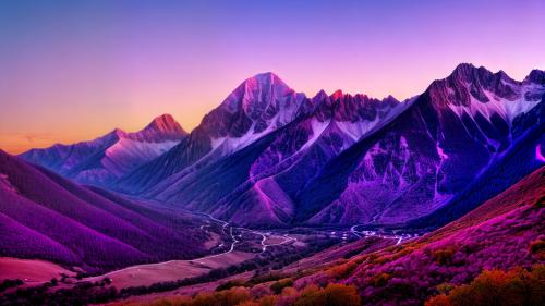 sunsets over mountain purple pink