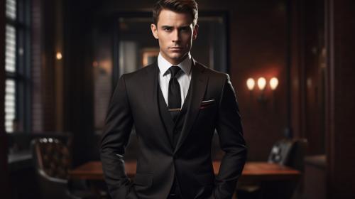 Handsome guy, full body in suit.