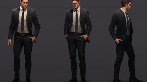 Handsome guy, full body in suit.