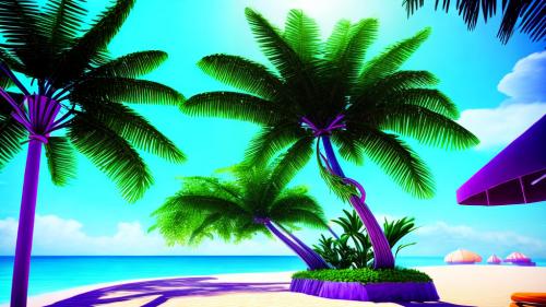 Tropical day with palm tree flower futuristic atmosphere