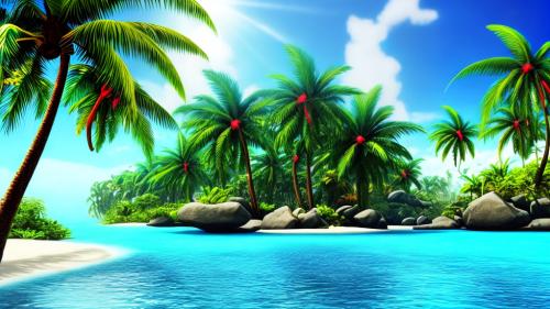 Tropical day with palm tree flower futuristic atmosphere