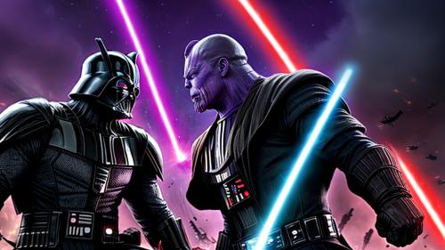 Thanos fighting versus darth vader