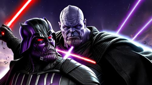 Thanos fighting versus darth vader