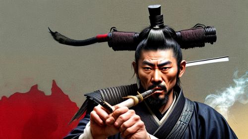 Badass Samurai smoking a joint