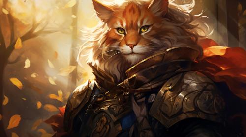 World of Warcraft style paladin who is a cat.